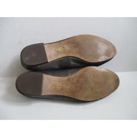 *Louise et Cie 'ANNISTON' Charcoal Gray Silver Metallic Finish Slip-On Flats